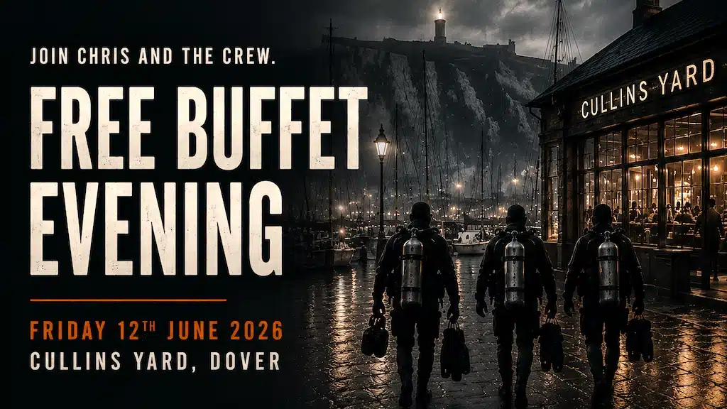 Mutiny Diving Cullins Yard social event in Dover for divers and guests in 2026